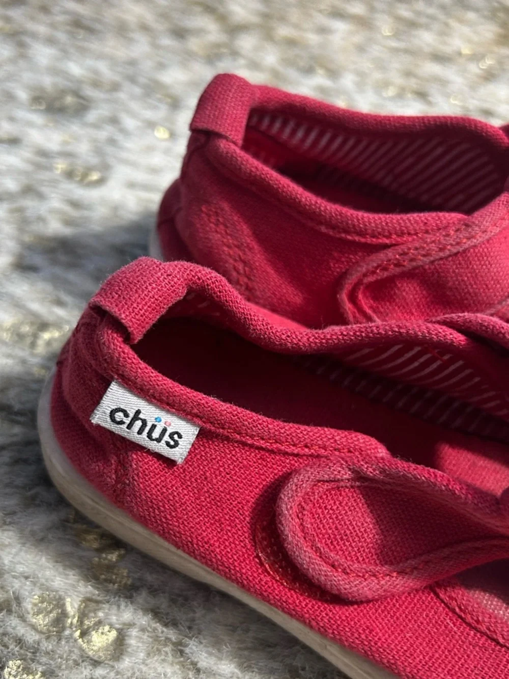 Chus Kids Red Canvas Sneakers with Hook-and-Loop Strap